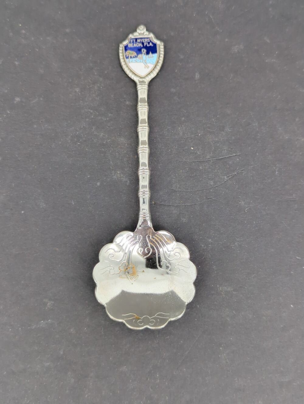 Vintage Souvenir Collector Spoon St. Marys Alberta Enamel Top Scalloped